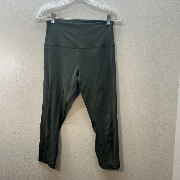 Lululemon Align Crop 21” Olive Green Leggings Athletic SZ 8 Nulu Stretch - Picture 1 of 10
